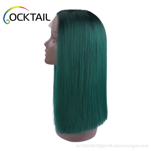 heat resistant lido pink ombre color silky straight wig colorful middle part synthetic hair bob lace front wig